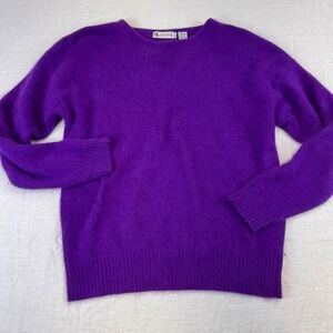 JARRODS Purple Angora Rabbit Hair Blend Crew Neck Pullover Sweater Size L